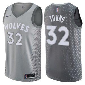 2017-18 Towns Timberwolves #32 City Gray Basketball Jersey 11546