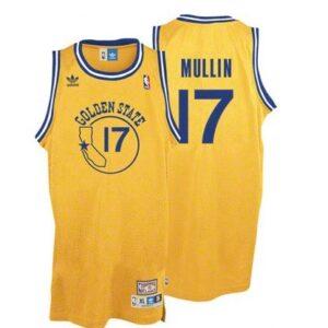 1985-86 Chris Mullin #17 Gold Hardwood Classic Swingman Basketball Jersey Cream 17641