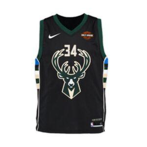 2017-18 Antetokounmpo Bucks Basketball Jersey #34 Statement Harley Black 19129