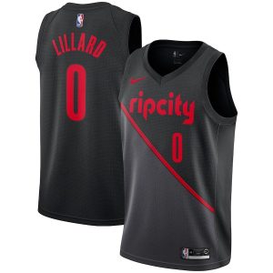 2018-19 Damian Lillard Blazers #0 City Black Basketball Jersey 24178