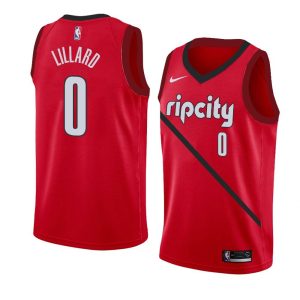 2018-19 Damian Lillard Blazers #0 Earned Red Basketball Jersey 23229