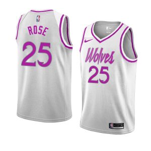 2018-19 Derrick Rose Timberwolves #25 Earned White Basketball Jersey 23139