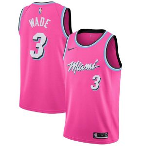 2018-19 Dwyane Wade Miami Heat #3 Earned Pink Basketball Jersey 23222