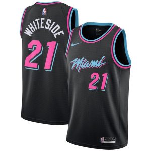 Basketball Jersey 2018-19 Miami Heat #21 Hassan Whiteside City Black 23358