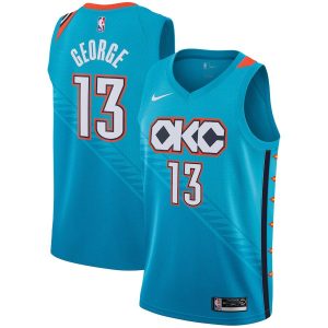 2018-19 Paul George Thunder #13 City Turquoise Basketball Jersey 24108