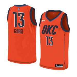 2018-19 Paul George Thunder #13 Earned Orange Basketball Jersey 23236