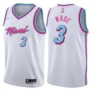 2018-19 Dwyane Wade Miami Heat #3 City White Basketball Jersey Pink 23903