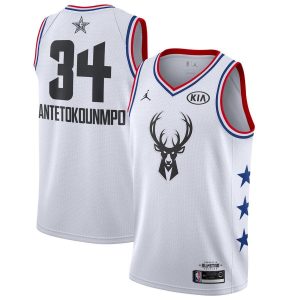 Basketball Jersey 2019 NBA All-Star Bucks Giannis Antetokounmpo #34 White Swingman Jersey 22904