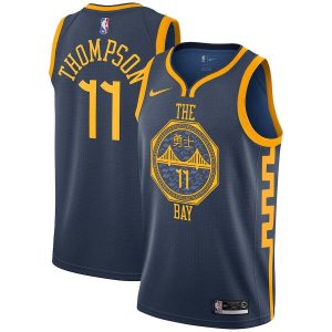 2018-19 Klay Thompson Warriors #11 City Navy Basketball Jersey 23337