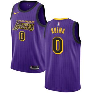 2018-19 Kyle Kuzma Lakers #0 City Edition Purple Basketball Jersey White 23285