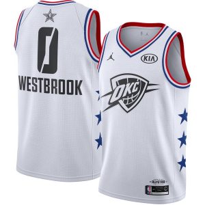 Basketball Jersey 2019 NBA All-Star Russell Westbrook Thunder #0 White Swingman Jersey White 23010