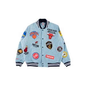 Supreme x Nike x NBA Teams Warm Up Jacket Denim Bomber Jacket 22946