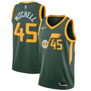 2018-19 Utah Jazz #45 Donovan Mitchell Green Earned Basketball Jersey 23168