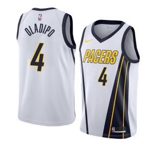 2018-19 Victor Oladipo Pacers #4 Earned White Basketball Jersey 23113