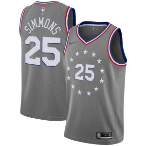 2018-19 Ben Simmons 76ers #25 City Gray Basketball Jersey 26426