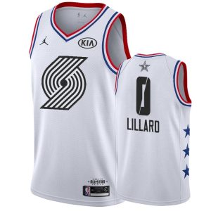 Basketball Jersey 2019 NBA All-Star Damian Lillard Blazers #0 White Swingman Jersey 26394