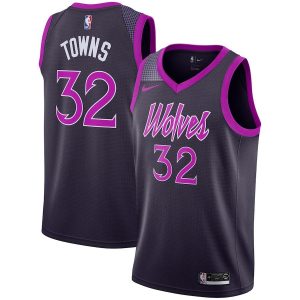 2018-19 Towns Timberwolves #32 City Purple Basketball Jersey 25079