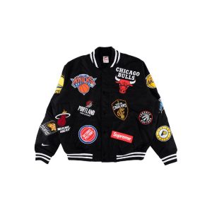 Bomber Jacket Supreme x Nike x NBA Teams Warm Up Jacket Black 28488