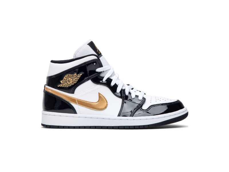 Air Jordan 1 Mid Patent Black Gold 852542 007