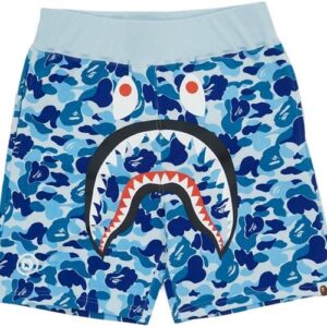 Sports shorts BAPE ABC Camo WGM Print Shark Sweatshorts Light Blue Orange 35414