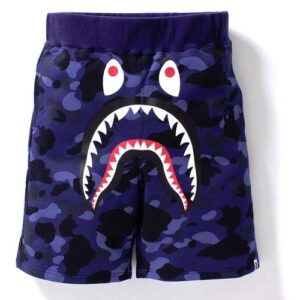 BAPE Color Camo Shark Sweat Shorts Navy 35572