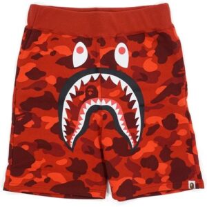 BAPE Color Camo Shark Sweatshorts Red 35539