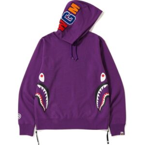 BAPE Side Zip Shark Wide Pullover Hoodie Purple violet 35156