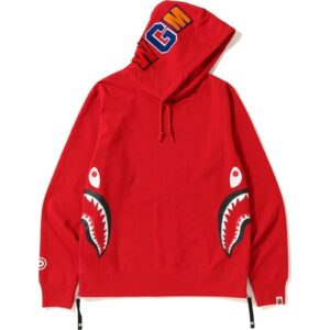 BAPE Side Zip Shark Wide Pullover Hoodie Red red 35131