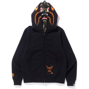 BAPE x Undefeated Double Shark Full Zip Hoodie Black black 35100