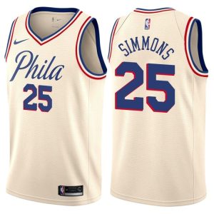 2017-18 Ben Simmons Philadelphia 76ers #25 City Cream Basketball Jersey 40914