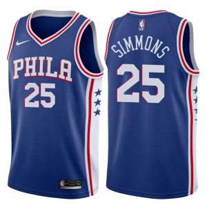 2017-18 Ben Simmons Philadelphia 76ers #25 Icon Blue Basketball Jersey Green 40879