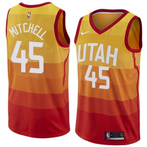 2017-18 Donovan Mitchell Utah Jazz #45 City Edition Red Basketball Jersey 38549