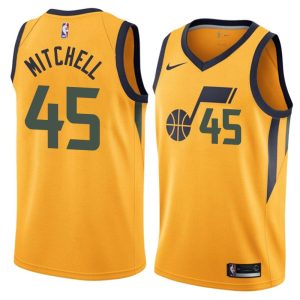 2017-18 Donovan Mitchell Utah Jazz #45 Statement Gold Basketball Jersey 38506