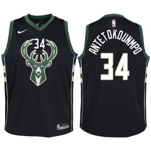 2017-18 Giannis Antetokounmpo Bucks Basketball Jersey #34 Statement Black 40115