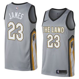 2017-18 LeBron James Cleveland Cavaliers Basketball Jersey #23 City Gray 40591