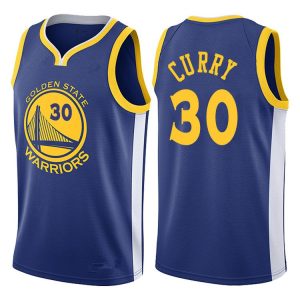 2017-18 Stephen Curry Warriors #30 Icon Royal Basketball Jersey 38620