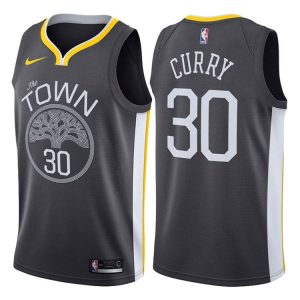 2017-18 Stephen Curry Warriors Basketball Jersey #30 Statement Gray 38563