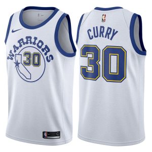 2017-18 Stephen Curry Warriors #30 White Hardwood Classics Basketball Jersey 38573