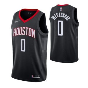 2018-19 Rockets Russell Westbrook #0 Black Statement Basketball Jersey Green 38421