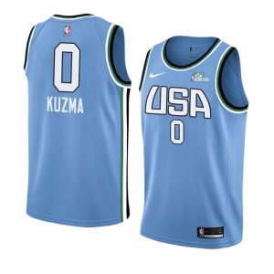 2019 Kyle Kuzma Team USA #0 NBA Rising Star Blue Basketball Jersey Black 37698