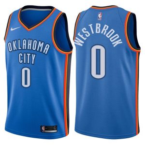 2017-18 Russell Westbrook Oklahoma City Thunder #0 Icon Blue Basketball Jersey 42530