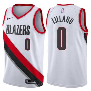 2017-18 Damian Lillard Portland Trail Blazers #0 Association White Basketball Jersey 45656