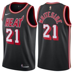 2017-18 Hassan Whiteside Miami Heat #21 Black Hardwood Classic Basketball Jersey 46092