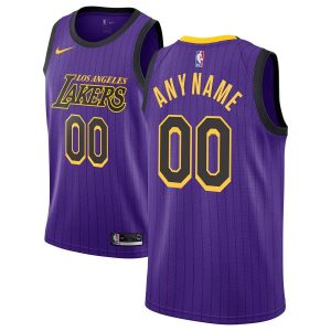 2018-19 Los Angeles Lakers Swingman Custom City Edition Basketball Jersey Purple White 54489