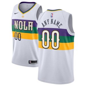 2018-19 New Orleans Pelicans Swingman Custom City Edition Basketball Jersey White Green 54643