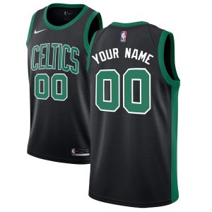 2019-20 Boston Celtics Swingman Custom Black Basketball Jersey – Statement Edition Brown 52653