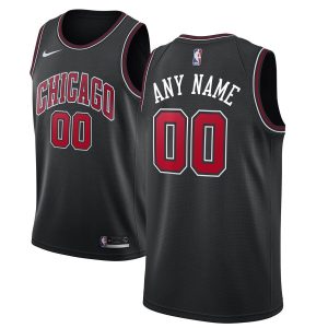 2019-20 Chicago Bulls Custom Swingman Black Basketball Jersey – Statement Edition Black 52815