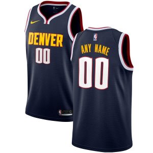 2019-20 Denver Nuggets Custom Swingman Navy Icon Edition Basketball Jersey White 54363