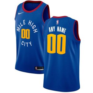 2019-20 Denver Nuggets Swingman Custom Blue Statement Edition Basketball Jersey White 54355