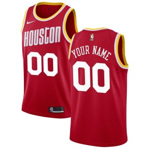 2019-20 Houston Rockets Hardwood Classics Custom Swingman Red Basketball Jersey White 54416